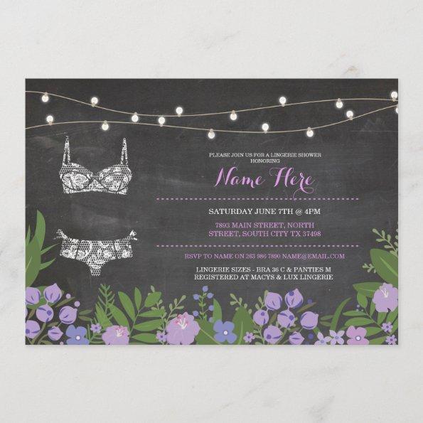 Lingerie Shower Bachelorette Purple Bridal Invite