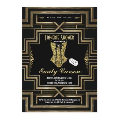 Lingerie shower black and gold art deco party
