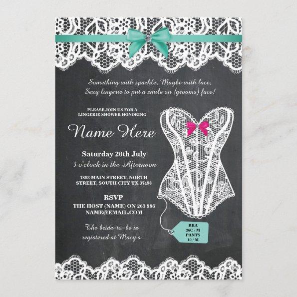 Lingerie Shower Bridal Party Chalk Lace Invite