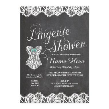 Lingerie Shower Bridal Party Corset Chalk Invite