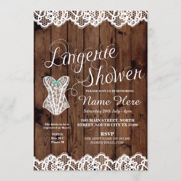 Lingerie Shower Bridal Party Corset Lace Invite