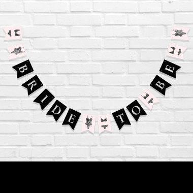 Lingerie Shower Bride To Be Pink Black Bunting Flags