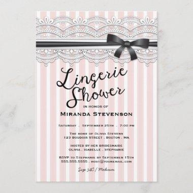 Lingerie Shower Chic Lace Garter Party Invitations
