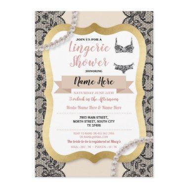 Lingerie Shower Gold Cream Lace Bra Pearl