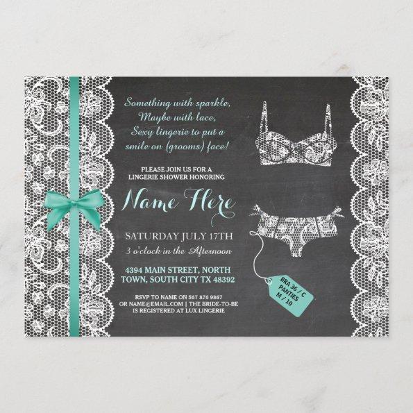 Lingerie Shower Invite Mint Bridal Party Lace