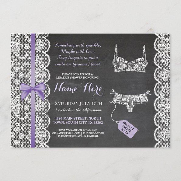 Lingerie Shower Invite Purple Bridal Party Lace