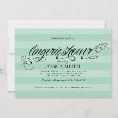 Lingerie Shower Mint Green and Black Invitations