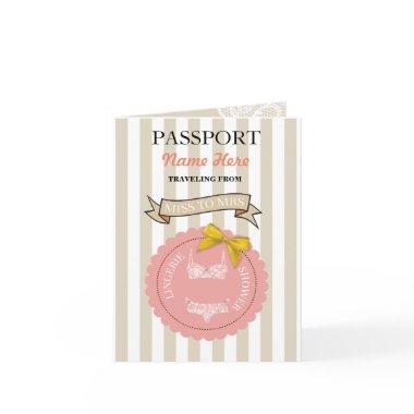Lingerie Shower Passport Coral Plane Invite