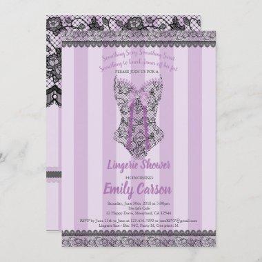 Lingerie shower. Purple elegant bridal party Invitations