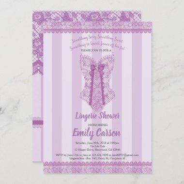 Lingerie shower. Purple elegant bridal party Invitations