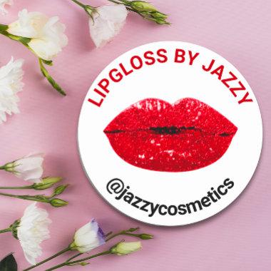Lipgloss By Name Glitter Promotional Product Red Classic Round Sticker