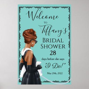 Little Black Dress Blue Bridal Shower Welcome   Poster