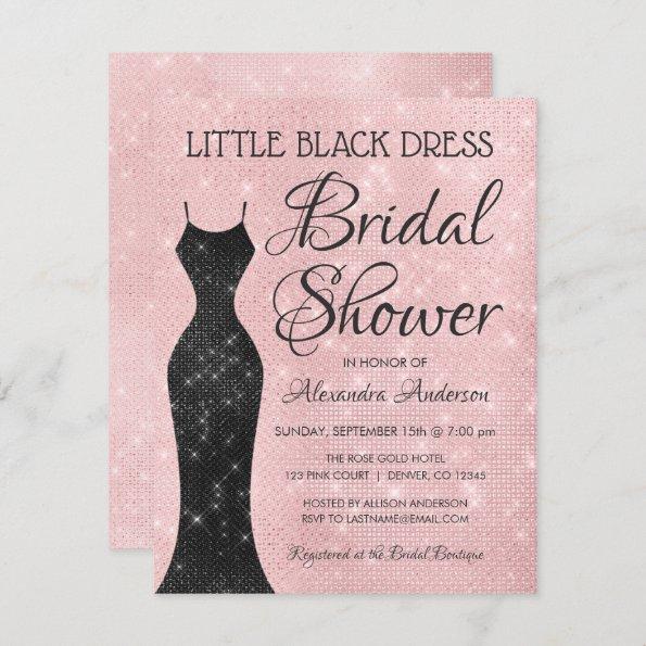 Little Black Dress Pink Sparkle Bridal Shower Invitations