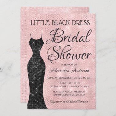 Little Black Dress Pink Sparkle Bridal Shower Invitations