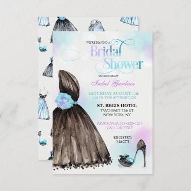 Little Black Dress Stiletto Bridal Shower Invitations