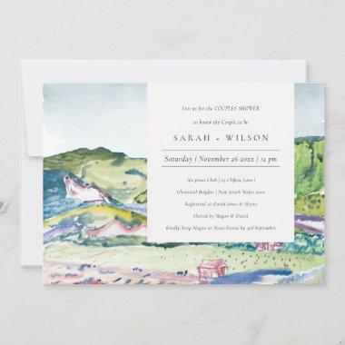Lively Mountain Scape Blush Couples Shower Invite