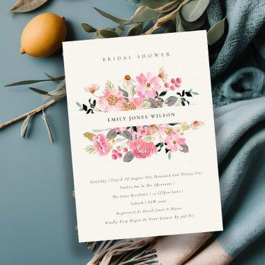 Lively Pink Watercolor Floral  Invite