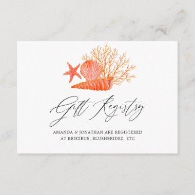 Living Coral Beach Bridal Shower Gift Registry Enclosure Invitations