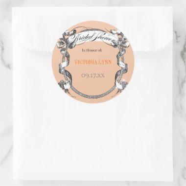 Living Coral Vintage Wedding Bridal Shower Seal