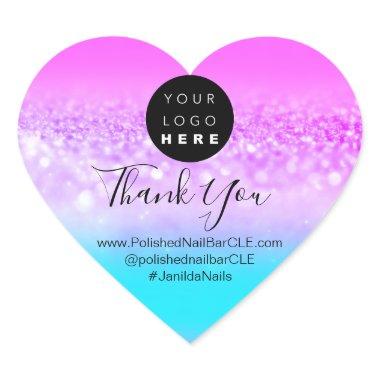 Logo Company Name Thank You Pink Heart Heart Sticker