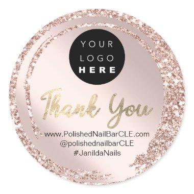 Logo Company Name Thank You Shopping Rose Gold Classic Round Sticker