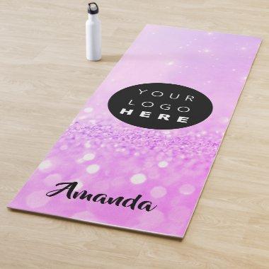 Logo Name Pink Fuchsia Glitter Girly Gift Idea Yoga Mat