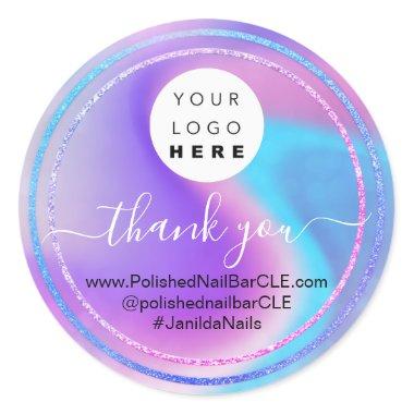 Logo Name Thank You Business Web Holograph Classic Round Sticker