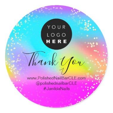 Logo Name Thank You Color Therapy Holograph Classic Round Sticker