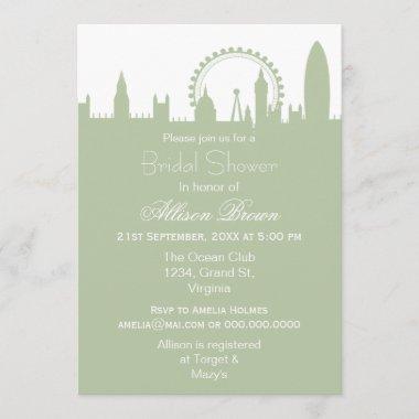 London Skyline Sage Bridal shower Invites