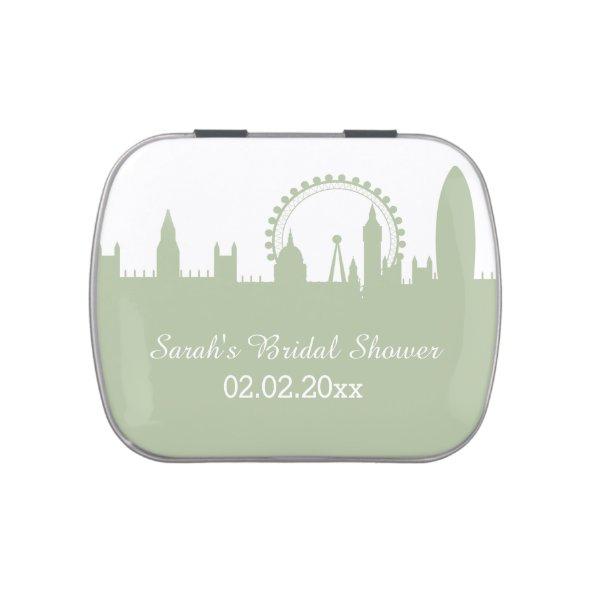 London Skyline Sage Personalized candy tins