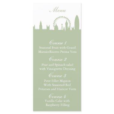 London Skyline Sage Personalized Menu Invitations