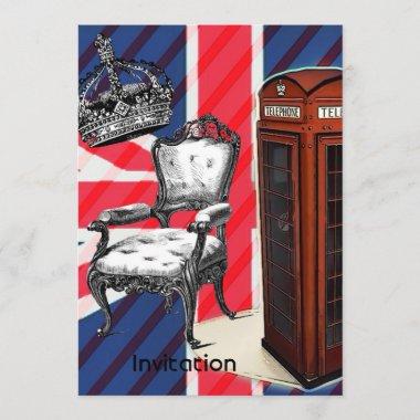 London telephone booth victorian crown union jack Invitations