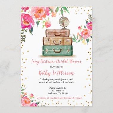 Long Distance Travel Themed Bridal Shower Invitations