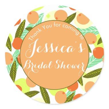 Loquat Fruit Pattern  Peach Thank You Classic Round Sticker