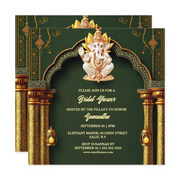 Lord Ganesh green gold paisley elegant arch chic Holiday