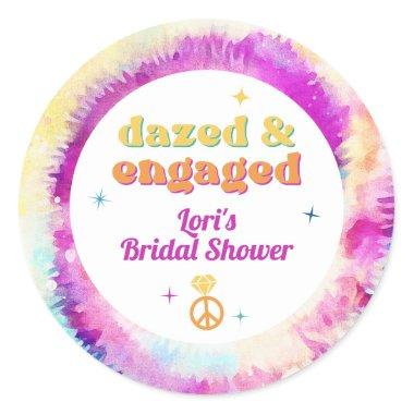 LORI Tie Dye Dazed Engaged 70s Retro Bridal Shower Classic Round Sticker
