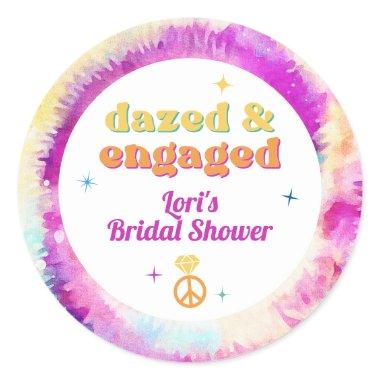 LORI Tie Dye Dazed Engaged 70s Retro Bridal Shower Classic Round Sticker