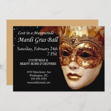 Lost In A Masquerade Ball Mardi Gras Party Invitations