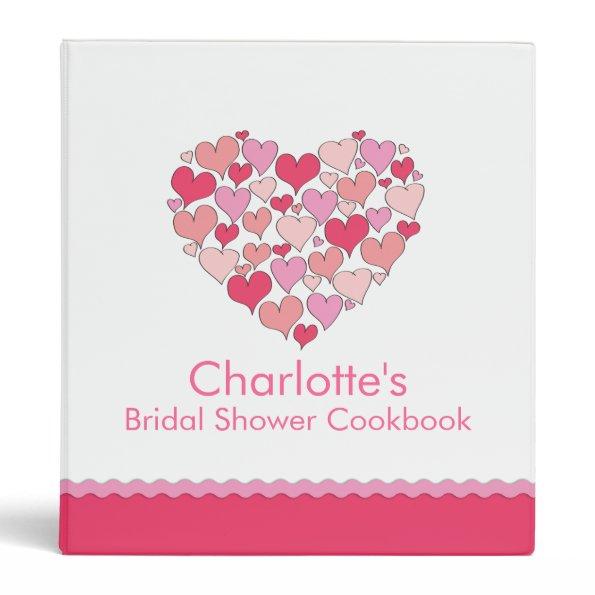 Lots of Hearts Bridal Shower Recipe Cookbook Binder