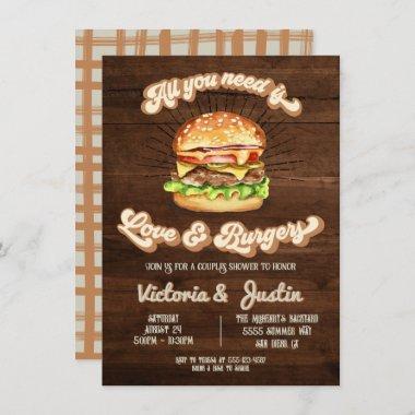 Love and Burgers couples wedding shower Invitations