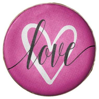 Love and Heart on Pink Chocolate Covered Oreo