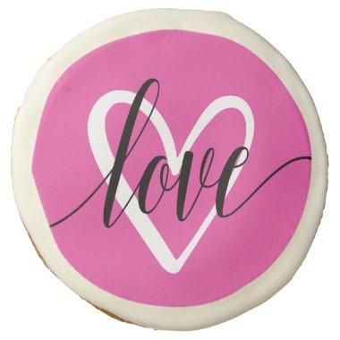 Love and Heart on Pink Sugar Cookie