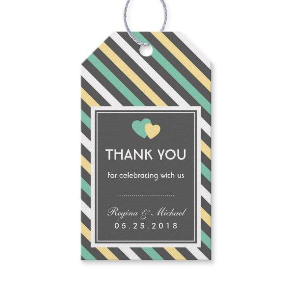 Love and Heart Stripes Pattern Wedding Gift Tag