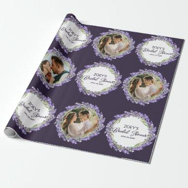 Love and Lavender | Custom Photo Bridal Shower Wrapping Paper