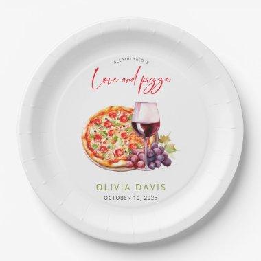 Love and Pizza Bridal Shower Paper Plates