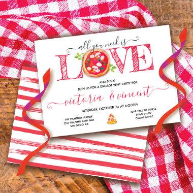 Love and Pizza Engagement Italian Dinner Invitations