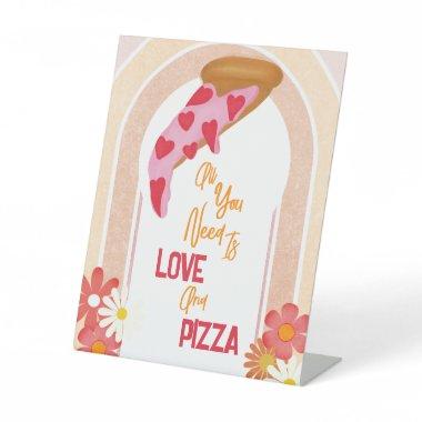 Love And Pizza Modern Bridal Shower Pedestal Sign
