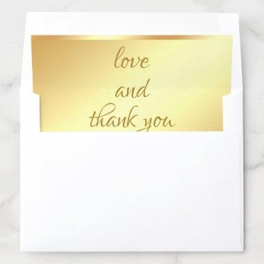 Love And Thank You Hand Text Elegant Gold Template Envelope Liner