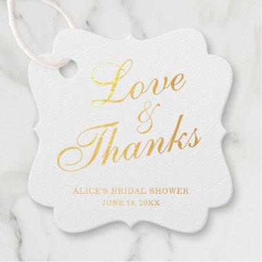 Love And Thanks Elegant Gold Foil  Foil Favor Tags