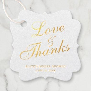 Love And Thanks Elegant Gold Foil Bridal Shower Foil Favor Tags